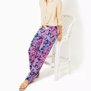 Lilly Pulitzer Pink and Blue Wide Leg Pants